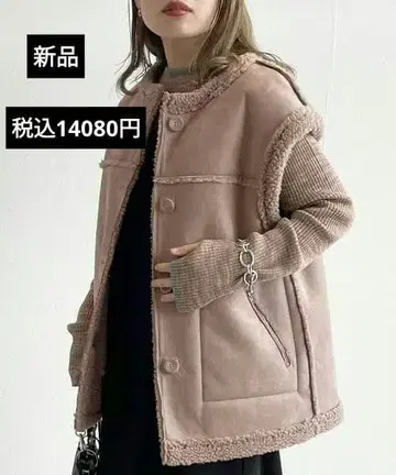 [ 새상품 w closet ] 리버서블 노카라 페이크 무스탕 보아 베스트