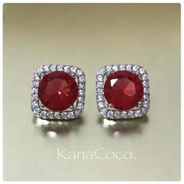 [ 새상품 ] 존재감 루비 아름다운 볼륨 귀걸이