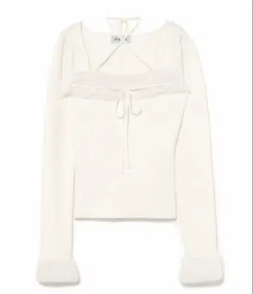 BUBBLES 퍼 리본 니트탑 화이트