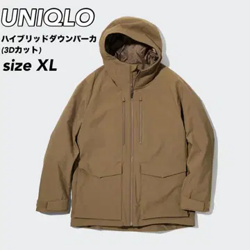 [ 새상품급 ] UNIQLO 하이브리드 다운 후드티 3D 컷 브라운 XL