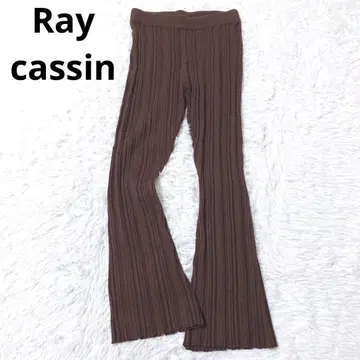 레이 카즌 리브 팬츠 플레어 니트 허리밴딩 릴랙스 미 실루엣