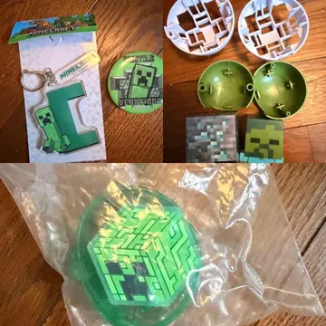 마인크래프트 크리퍼 시계 + 가챠 피규어 + 키링 캔뱃지 3종 세트
