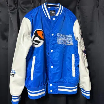 ZARA 바시티 자켓 파랑/화이트 자수