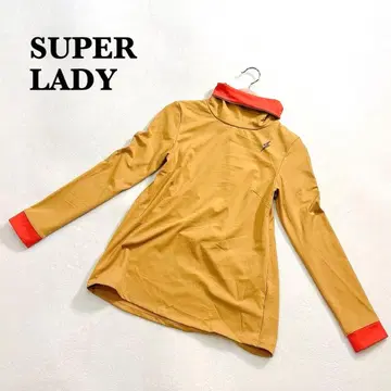 슈퍼 레이디 터틀넥 티셔츠 S 카멜 레드 긴팔