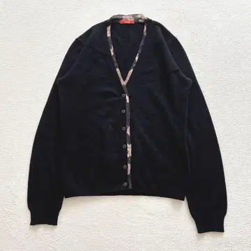 사르토리나 꽃무늬 라인 니트 가디건 라나울 실크 캐시미어 혼방 S