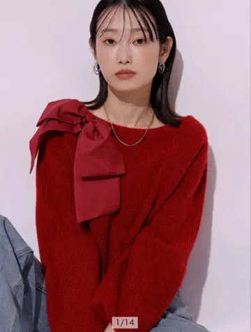 Mystrada 비대칭 리본 니트 풀오버