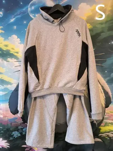 MERTRA 후드티 상하의 세트 자수 그레이+블랙 S 2