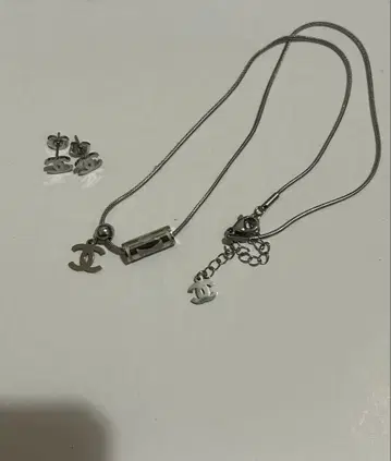 빈티지 귀걸이 목걸이 로고 cc 세트