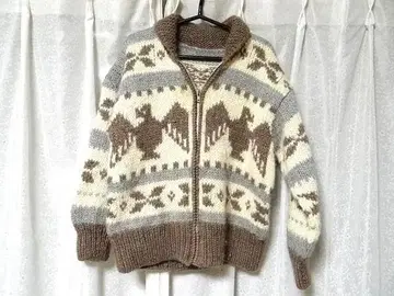 90년대 빈티지 썬더버드 코위찬 니트 스웨터 집업