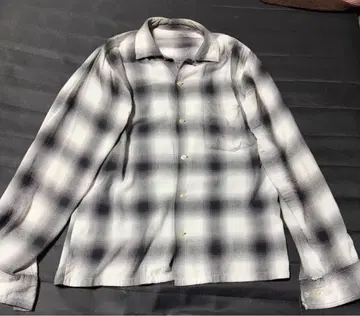 60s 타운크라프트 옴브레 체크 셔츠 화이트 블랙