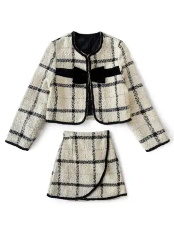 GRL 트위드 체크 무늬 셋업