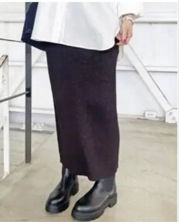 [ Spick and Span ] 라메 리브 니트 타이트 스커트 36