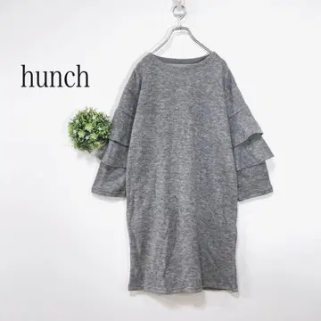 [새상품급] 한치 [M] 프릴 슬리브 니트 원피스 그레이 성숙/러블리