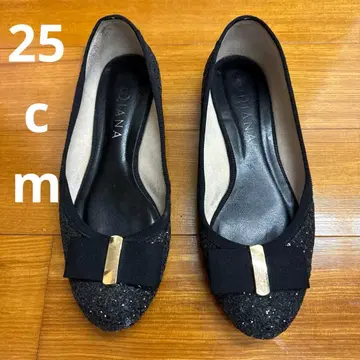 DIANA 블랙 플랫슈즈 25cm 다이애나 글리터
