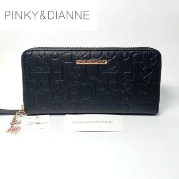 새상품 핑키앤다이안 장지갑 라운드 지퍼 카눌레 로고 블랙