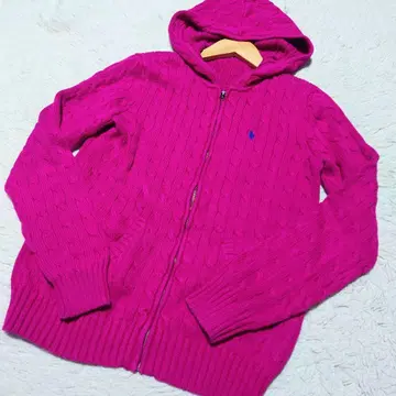 [ 레어 ] 랄프 로렌 케이블 니트 후드티 핑크