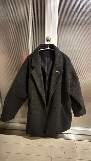 그레이 롱 코트 울 혼방