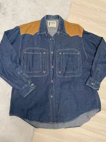 LIPSTAR 데님 셔츠 가죽 어깨 덧댐