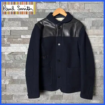 폴스미스 가죽 절개 캐시미어 혼방 울 자켓
