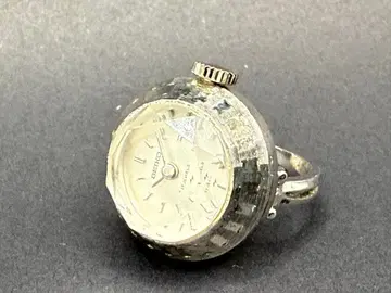 SEIKO 수동 와인딩 반지 워치 11-0290 다이아몬드 컷풍 작동품