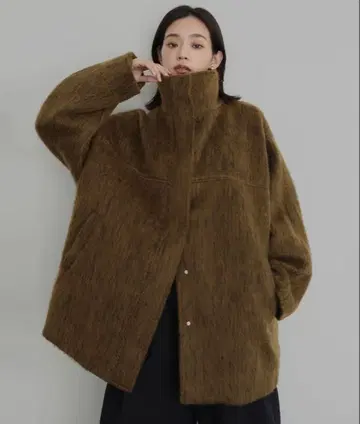 [ 익명 배송 ] hellam 헤람 샤기 스탠드 카라 코트