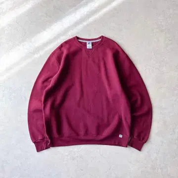 00s RUSSELL ATHLETIC 버건디 앞 V 무지 맨투맨