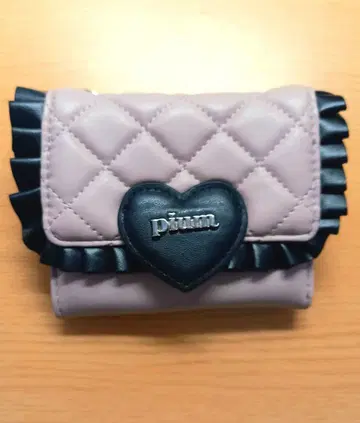 pium 하트 퀼팅 미니 지갑 더스티 핑크