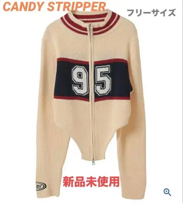 [ 새상품급 ] CANDY STRIPPER / 95 넘버링 집업 니트