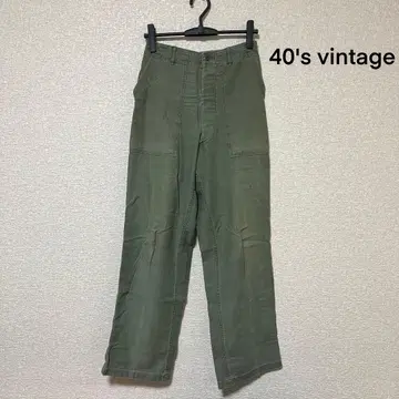 40's 빈티지 올리브 그린 워크 팬츠 밀리터리