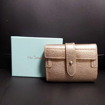HerSchedule 샴페인 골드 이단 접이식 지갑 박스 포함
