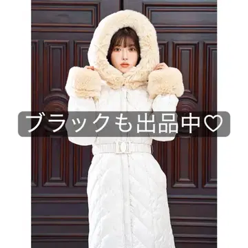 darich 다리치 롱 다운 코트 퍼 포함 화이트