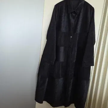 코듀로이 스트라이프 패턴 롱 코트