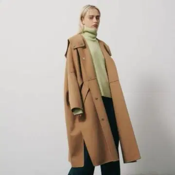 [ 새상품 택 포함 ] 루 쉘 블루 후드 코트 (카멜)