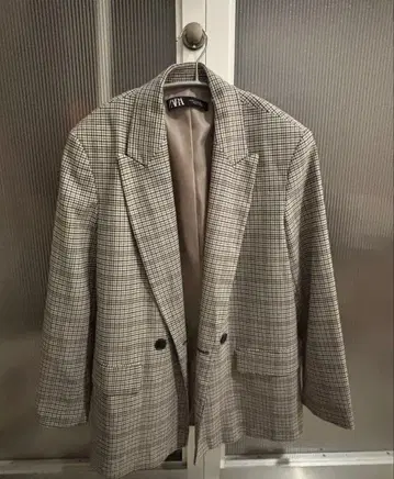 체크 무늬 테일러드 자켓 zara