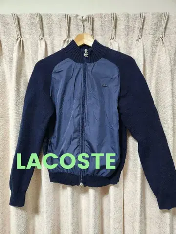 라코스테 네이비 니트 절개 블루종