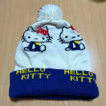 헬로키티 니트 모자 폼폼 포함 1976년 쇼와 레트로 귀중