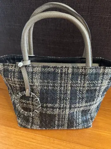 ALMA TONUTTI 가죽 체크 무늬 원단 토트백