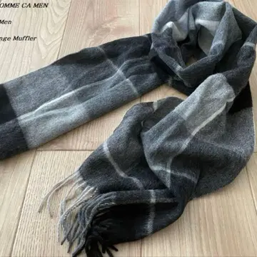 미사용품 COMME CA MEN 꼼사맨 블록 체크 패턴 머플러