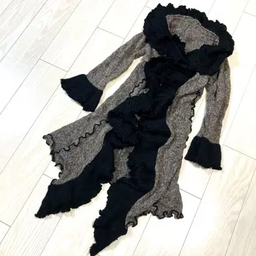 y2k 00s 페어리 그런지 모리걸 프릴 롱 가디건 다크 코어