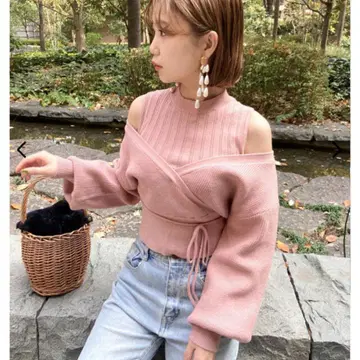 lily Brown 레이어드 니트탑 한정판 핑크