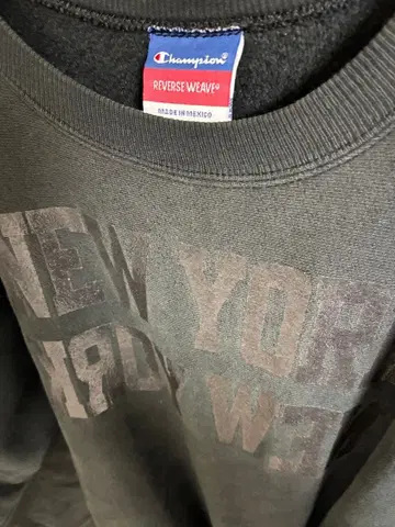 Champion Reverse Weave 블랙 백 프린트 멕시코제