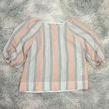 INED 여성용 블라우스 오부 소매 S 퍼프 슬리브 스트라이프 컬러풀
