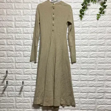 [ 개럴개런트 ] ( L ) 와플 원피스 코튼 100 백 버튼