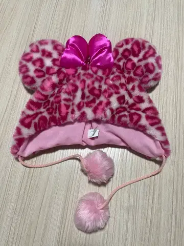 미니 레오파드 무늬 팬캡 핑크