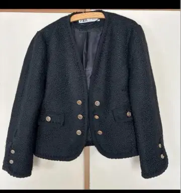 노카라 블랙 트위드 자켓