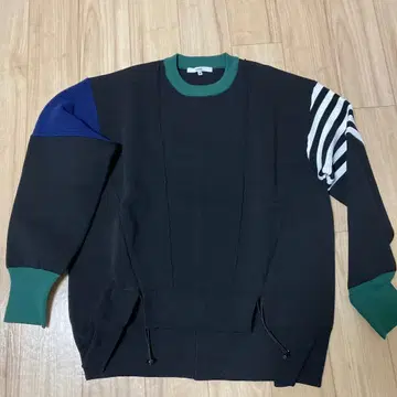 UM3D 니트 스웨터 38 블랙/그린/네이비