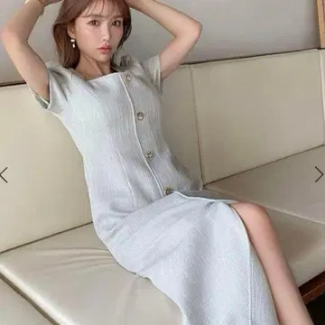 미사용 택 포함 에이미 이스트 월 컬러 트위드 클래시컬 원피스