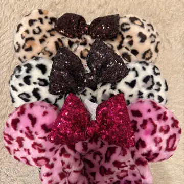 디즈니 팬캡 레오파드 무늬 표범 무늬 핑크 3종 세트 레오파드 3점