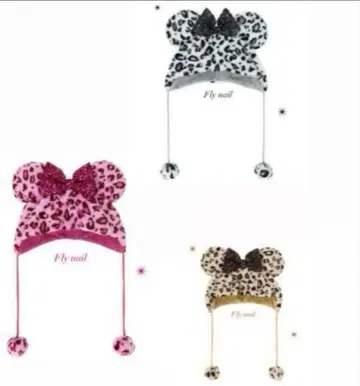 디즈니 팬캡 레오파드 무늬 표범 무늬 핑크 3종 세트 레오파드 3점