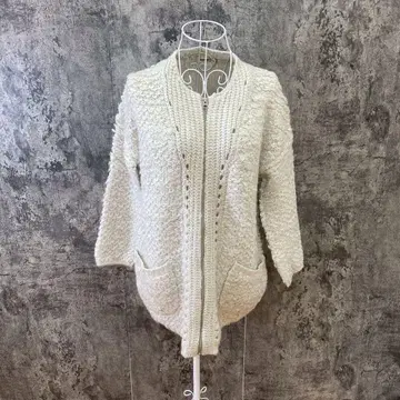 아푸와이저 리셰 집업 가디건 화이트 절개 니트(2)